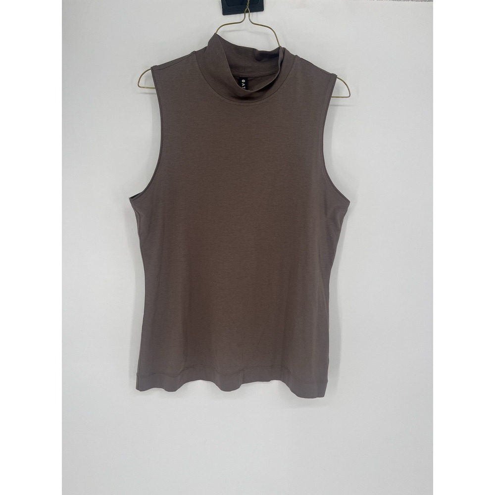 Athleta Women's Medium Outbound Tank  Cotton Mock Neck Brown NWT